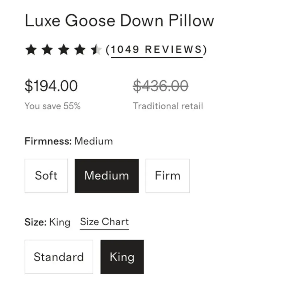 QUINCE Luxe Goose Down KING Size MEDIUM Fill